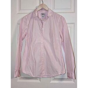 J.Crew Haberdashery Pink Stripe Button Down Shirt Womens Small Classic Cotton